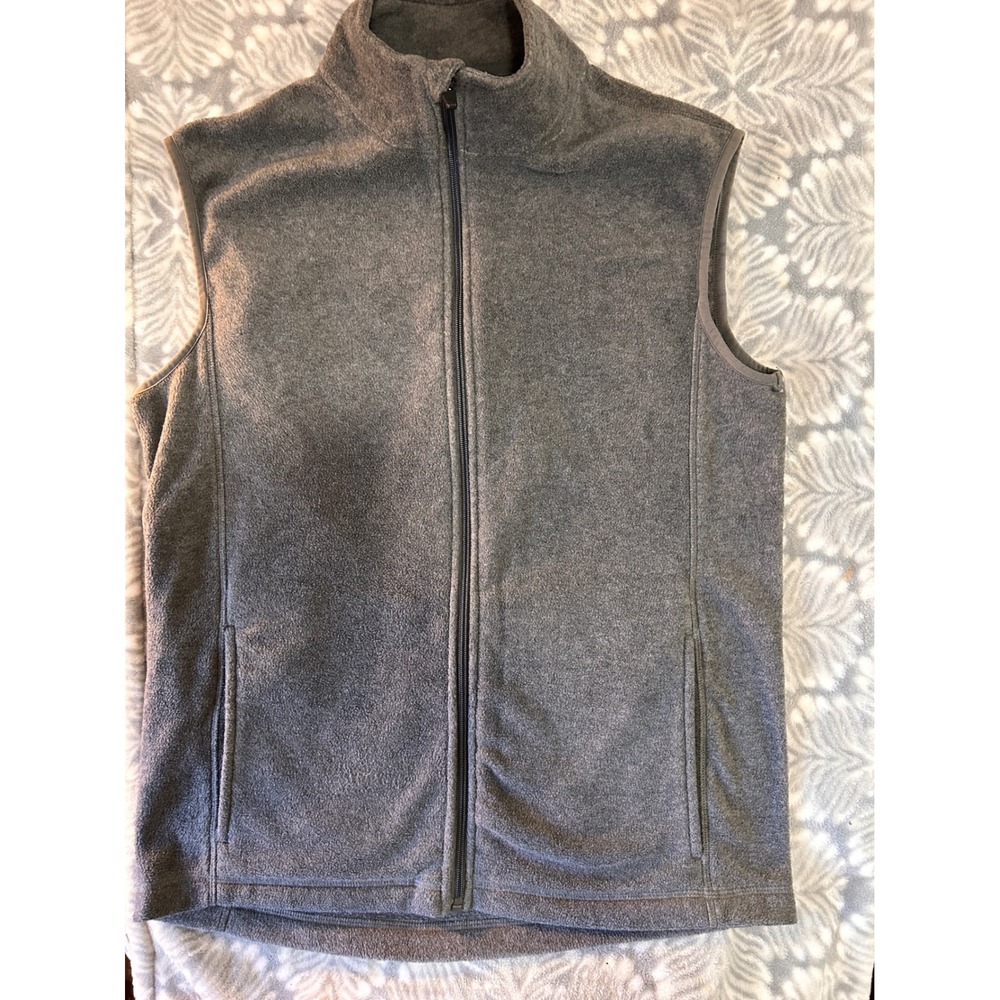 Urban Frontier Mens Fleece Vest Gray Full Zip Mock Neck Medium